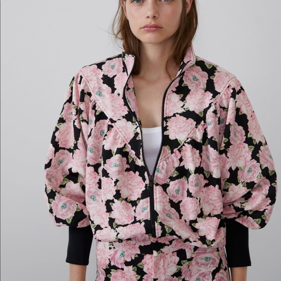 ZARA Floral Print Bomber Jacket - Picture 2 of 8